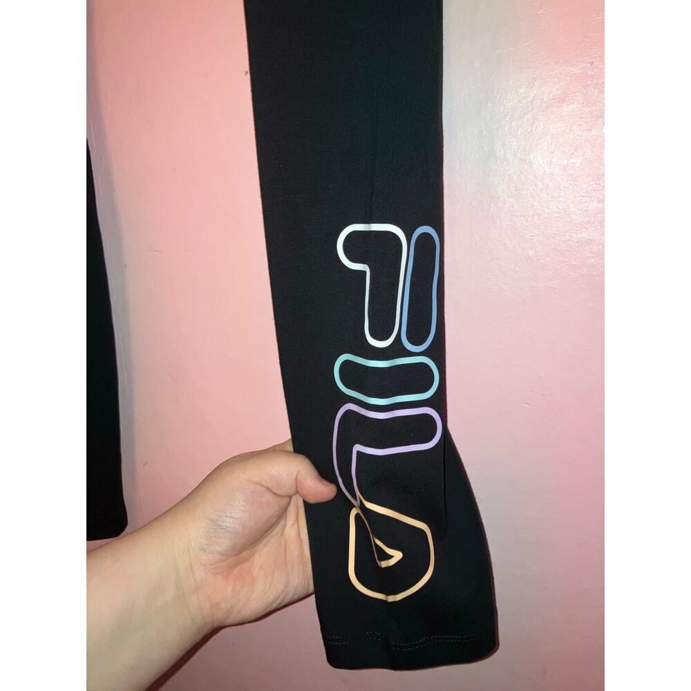 NWT Fila Black Graphic Athletic Full Length High Rise Leggings Size Small - Picture 2 of 6